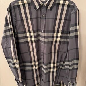 Burberry Gray and Black Button Down Shirt Size XL
